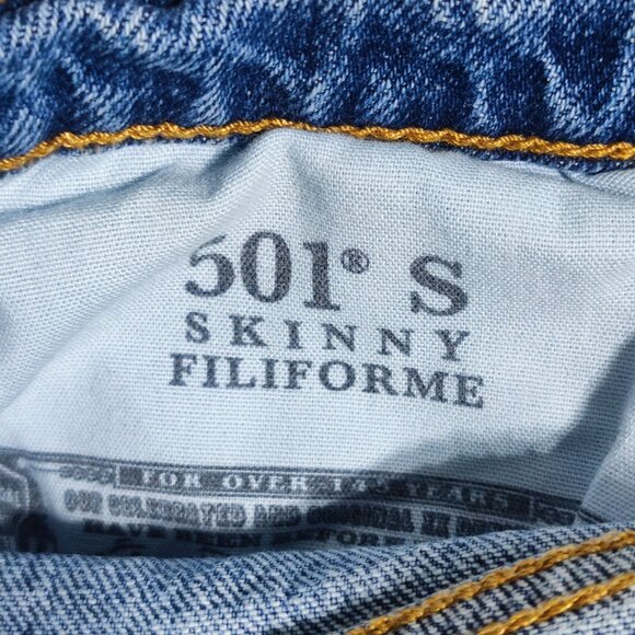 Levi's 501 S Skinny Classic jeans women's size W26/L28 medium washed denim blue - Picture 6 of 15